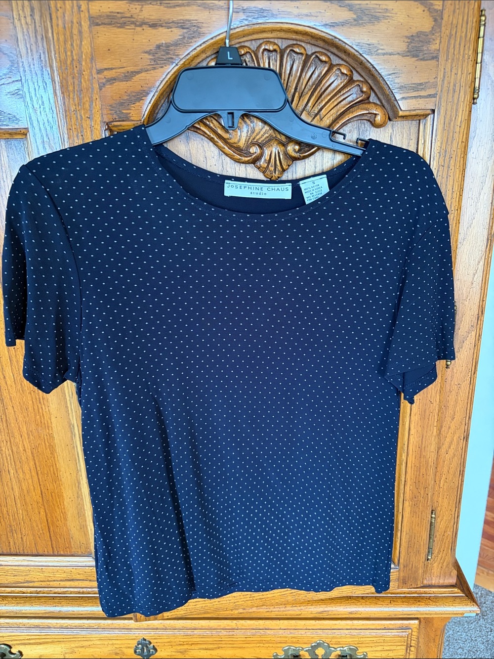 Josephine Chaus Black Short Sleeve Dot-Print Tee